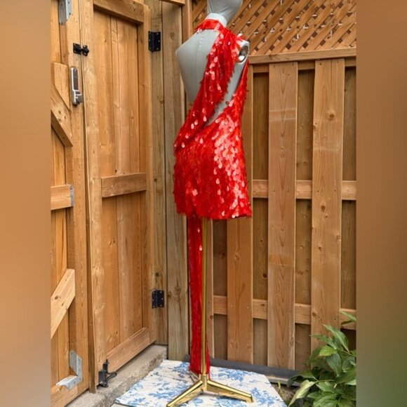 🆕 MISHA COLLECTION 🧿 NWOT Red Sapphire Sequins Mini Dress, Sz XL - US 10 - Picture 4 of 16